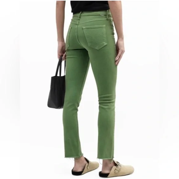 Mother The Mid Rise Dazzler Ankle Fray Play Date Jeans Juniper Green Size 26 - Picture 2 of 16